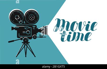 Retro-Filmkamera oder -Projektor. Kino, Video Vektor Illustration Stock Vektor