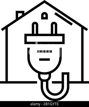 Linien-Symbol für elektrische Dienste, Konzeptschild, Konturvektorabbildung, lineares Symbol. Stock Vektor