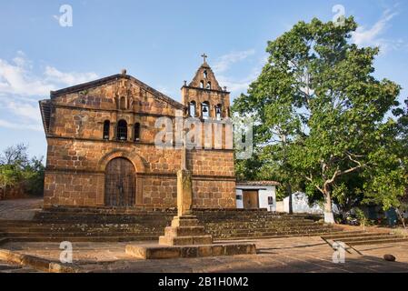 Die Capilla de Santa Barbara (Santa Barbara Chapel) im kolonialen Barichara, Santander, Kolumbien Stockfoto