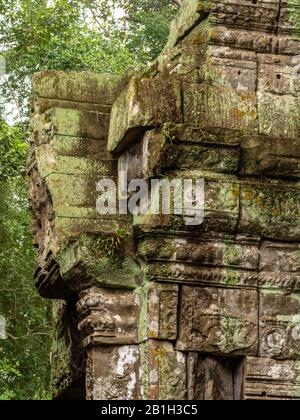 Bild des Ta Prohm Tempels, des photogenen Tempels im Archäologischen Park Angkor Wat, Siem Reap, Kambodscha. Stockfoto