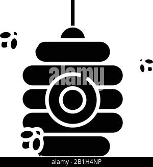 BEE House Black Icon, Konzeptabbildung, Vector Flat Symbol, Glyph-Zeichen. Stock Vektor