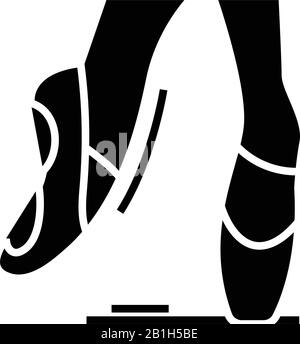 Ballettschuhe, schwarzes Symbol, Konzeptabbildung, Vektor-Flachsymbol, Glyph-Zeichen. Stock Vektor