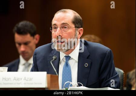 Alex Azar, Sekretär des US-Gesundheitsministeriums und der Human Services, ist Zeuge einer Anhörung des Unterausschusses Des Senatsermächtigungsausschusses für Die Abteilungen Arbeit, Gesundheit und menschliche Dienstleistungen sowie Bildung und Damit Verbundene Agenturen. Stockfoto