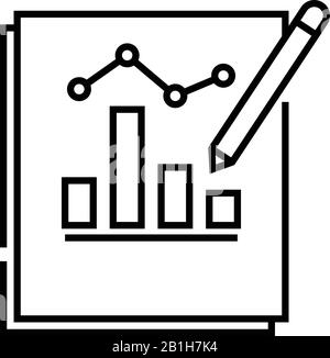 Bearbeiten des Symbols für Infografiklinien, Konzeptzeichen, Konturvektorabbildung, lineares Symbol. Stock Vektor