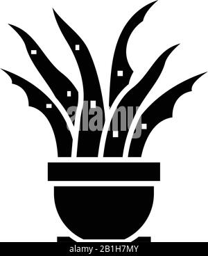 Symbol für "Aloe Blume schwarz", Konzeptabbildung, Symbol für "Vektor flach", Glyph-Zeichen. Stock Vektor