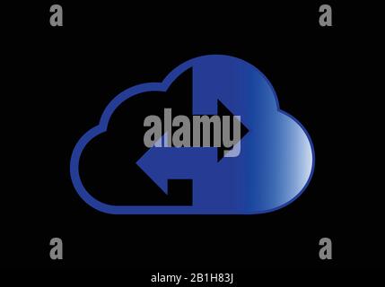 Recyceln Sie Das Design Der Cloud-Logos. Wolke mit Pfeilsymbol. Stock Vektor