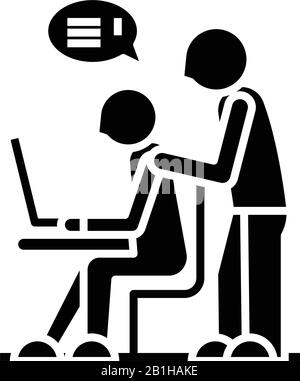 Schwarzes Symbol des Assistenten, Konzeptdarstellung, Symbol für Vektor-Ebene, Glyph-Zeichen. Stock Vektor