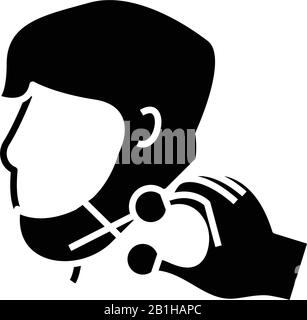 Bart Haarschnitt schwarz Symbol, Konzeptabbildung, Vektor-Flachsymbol, Glyph-Zeichen. Stock Vektor
