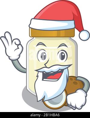 Kokosbutter im Santa Cartoon Character Stil mit OK-Finger Stock Vektor