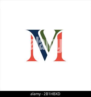 Anfangsbuchstabe mv oder vm Logo Designvorlage Stock Vektor