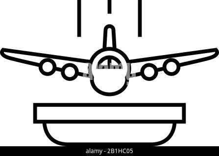 Symbol für die Flugversicherung, Konzeptschild, Vektorgrafik, lineares Symbol. Stock Vektor