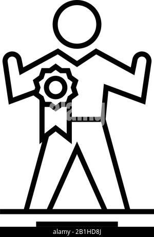 Hervorragendes Markenzeilensymbol, Konzeptzeichen, Konturvektorabbildung, lineares Symbol. Stock Vektor