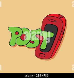 Abbildung: Roter Telefonposttext Stock Vektor