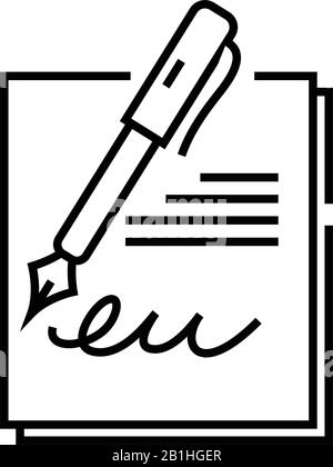 Ausführung des Dokumentzeilensymbols, Konzeptzeichen, Konturvektorabbildung, lineares Symbol. Stock Vektor