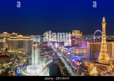 Las Vegas Strip in Nevada als bei Nacht Stockfoto