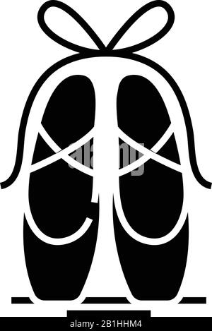 Ballettschuhe, schwarzes Symbol, Konzeptabbildung, Vektor-Flachsymbol, Glyph-Zeichen. Stock Vektor