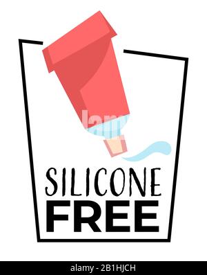 Symbol für kein isoliertes Silikonetikett, Logo für organisches Produkt Stock Vektor