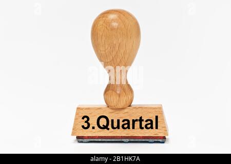 Ein Stempel mit der Aufschrift 3. Quaral (3. Quartal) Stockfoto