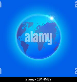 Erde aus dem All. Tagesansicht. Morgendämmerung am Horizont. Realistische Vektorgrafiken. Stock Vektor