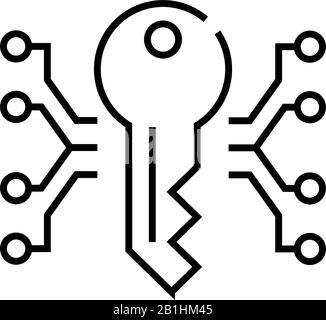 Elektronisches Passwortzeilensymbol, Konzeptzeichen, Konturvektorabbildung, lineares Symbol. Stock Vektor