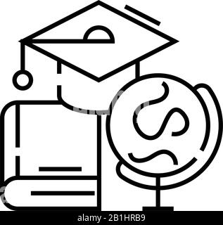 Symbol für Bildungslinien, Konzeptzeichen, Konturvektorabbildung, lineares Symbol. Stock Vektor