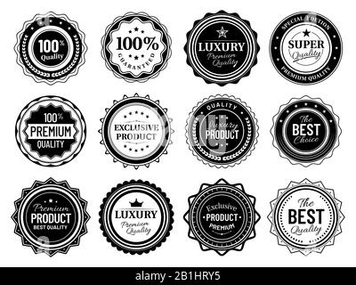 Hochwertige Abzeichen. Bestes Choise-Emblem, Vintage-Etiketten und Vektorbündel mit Retro-Schablonen Stock Vektor