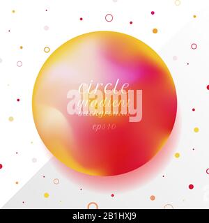 Abstrakte 3D-Form mit rotem und gelbem Gradientenkreis mit Kreiselementen auf weißem Hintergrund. Vektorgrafiken Stock Vektor
