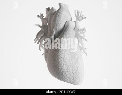 Bioprint des Herzens, 3D-Druck des Herzens, Konzept der Zukunft in der Medizin - 3D-Rendering Stockfoto