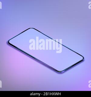 3D isometrisch realistische, bunte Smartphone-Mockup. Vorlage für Infografiken und UI-Design. Telefonrahmen mit leeren, isolierten Vorlagen. Vektor Stock Vektor