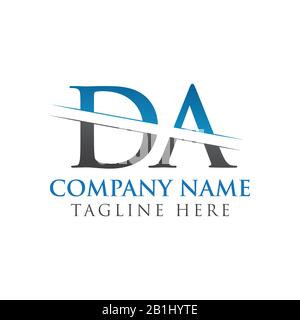 Erster da Letter Logo Design Vector Mit blauer und grauer Farbe. Da Logo Design Stock Vektor