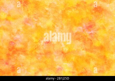 Frühling orange gelb Aquarell Textur abstrakter oder natürlicher Grunge Leinwandhintergrund Stockfoto