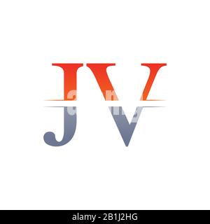 JV schreiben Typ Logo Design vector Template. Abstrakte Buchstaben GU Logo Design Stock Vektor