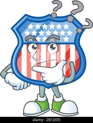 Schilderschilder USA Cartoon Maskottchen Stil in einer verwirren Geste Stock Vektor