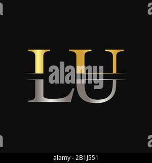 Vektor-Vorlage für das Design des Logos für den ersten LU-Buchstaben. Abstraktes Design mit schwarzem Letter LU-Logo Stock Vektor
