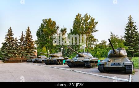 Sowjetischen Panzern im Siegespark in Saratow, Russland Stockfoto