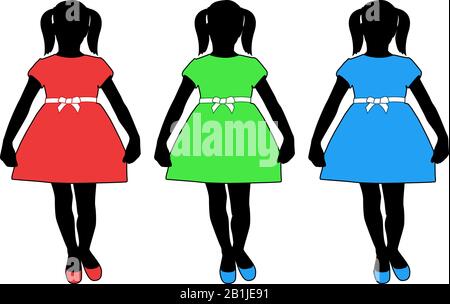 Silhouette eines Mädchens in einem Kleid Stock Vektor