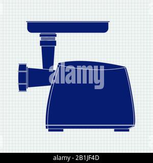 Elektrische Fleischschleifer. Blaues Symbol Stock Vektor