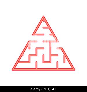Farbiges, dreieckiges Labyrinth. Spiel für Kinder. Puzzle für Kinder. Labyrinth Conundrum. Flache Vektorgrafiken isoliert auf weißem Hintergrund. Mit Platz fo Stock Vektor