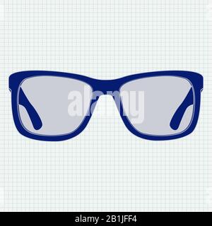 3D-Brille. Symbol auf dem Hintergrund des gefütterten Papiers Stock Vektor
