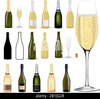 Champagnerset. Flaschen Sekt Stock Vektor