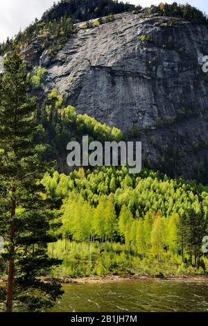 Byglandsfjord im Frühjahr, Norwegen, Setesdal, Bygland Stockfoto