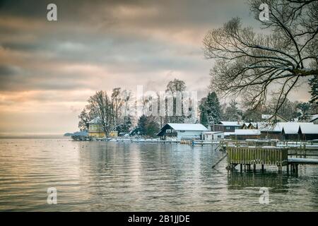 Tutzing am Starnberger See im Winter, Deutschland, Bayern, Tutzing Stockfoto