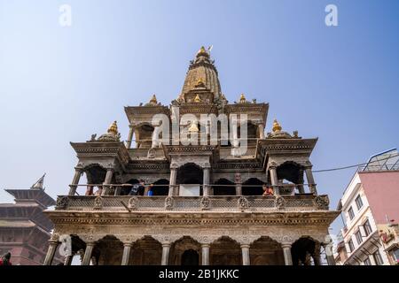 Hindutempel Krishna Mandir am Durbar-Platz von Lalitpur (Patan), Kathmandu-Tal, Nepal Stockfoto