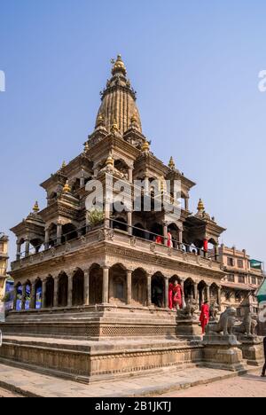 Hindutempel Krishna Mandir am Durbar-Platz von Lalitpur (Patan), Kathmandu-Tal, Nepal Stockfoto