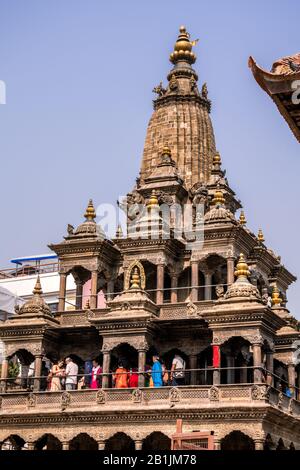 Hindutempel Krishna Mandir am Durbar-Platz von Lalitpur (Patan), Kathmandu-Tal, Nepal Stockfoto