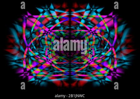Schöne abstrakte Mandela mit allen Farben des Regenbogens, ebenfalls symmetrisch Stockfoto