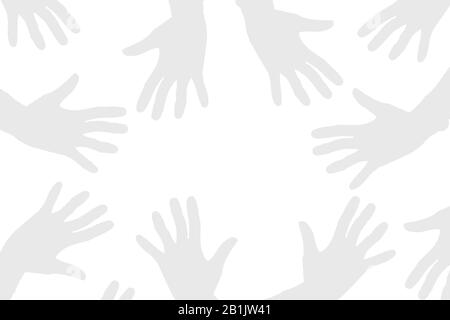 Überlagern Sie Schatten von gerillten Händen auf einem weißen Hintergrund. Hallo oder eine gruselige Geste. Kopierbereich. Stockfoto