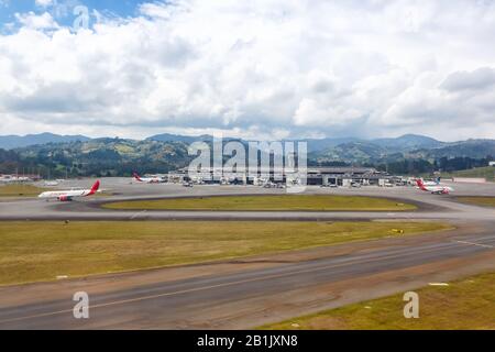 Medellin, Kolumbien - 27. Januar 2019: Überblick über den Flughafen Medellin Rionegro (MDE) in Kolumbien. Stockfoto