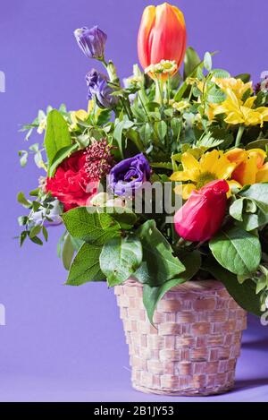 Ein Blumenstrauß mit verschiedenen lebendigen Blumen Stockfoto