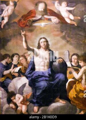 Italien Marken Senigallia - Diocesan Museum - Christus in der Herrlichkeit der Allerheiligsten Dreifaltigkeit. Camillo Ridolfi Stockfoto
